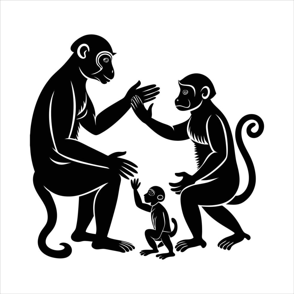 Parent Baby Monkey vector