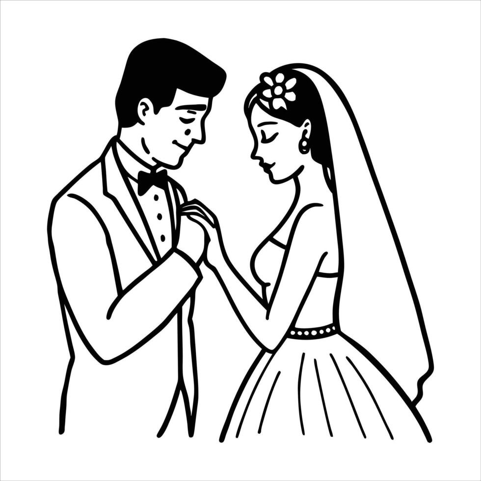 Bride Groom Hands vector