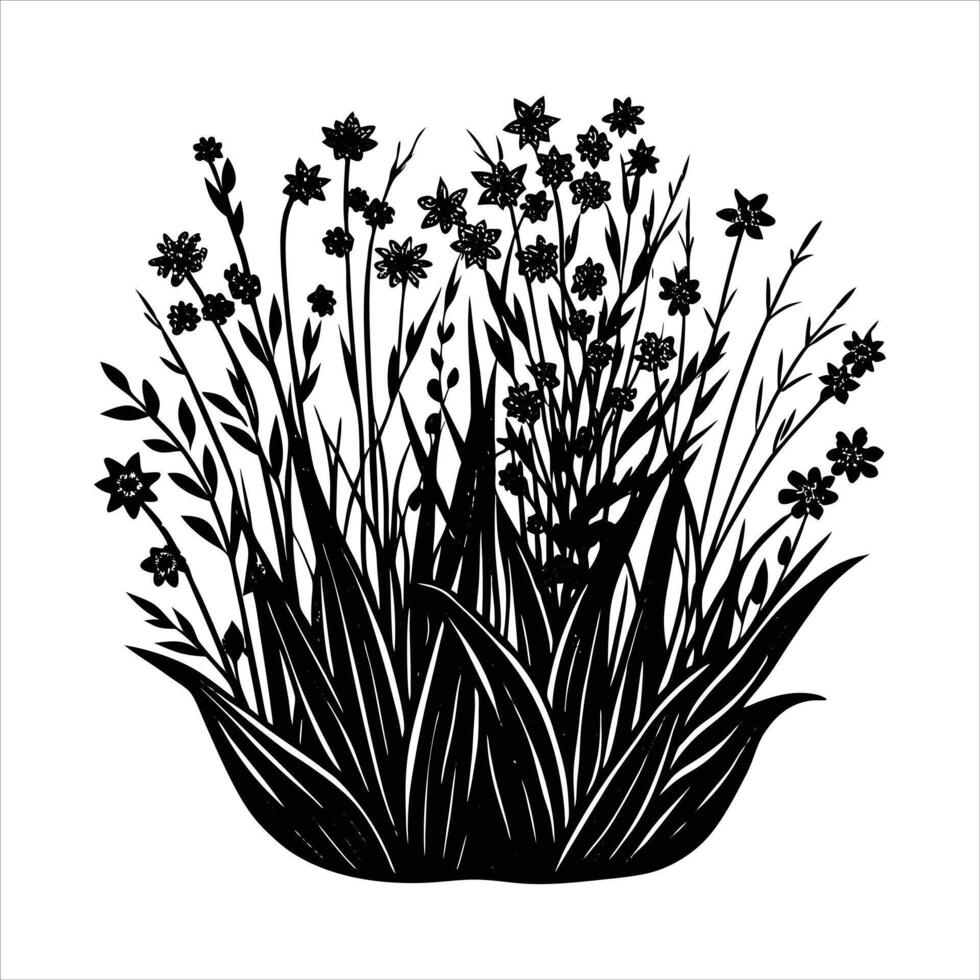 White small flowers grass vector