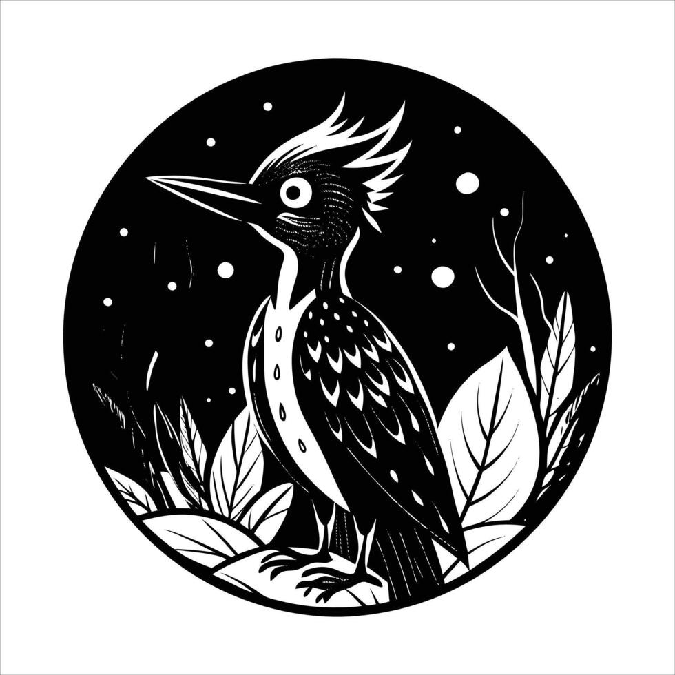 fantasy bird with glowing feathers vector