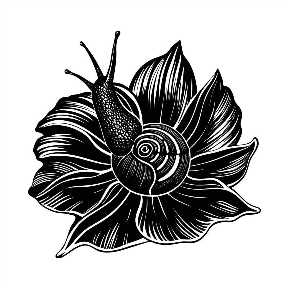 Silhouette of snail rose vector