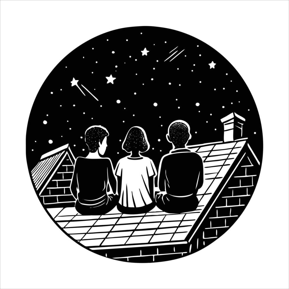 Rooftop Star Gazing vector