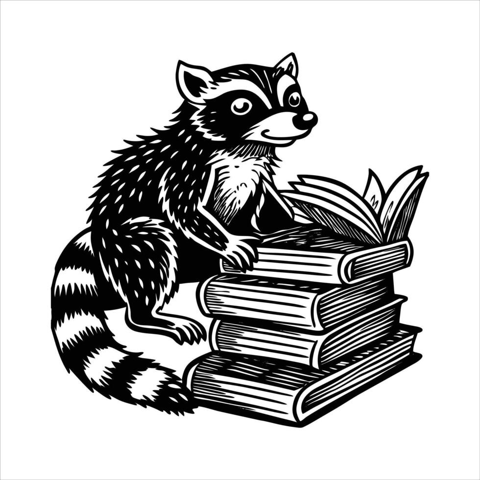 Red Panda and Book vector
