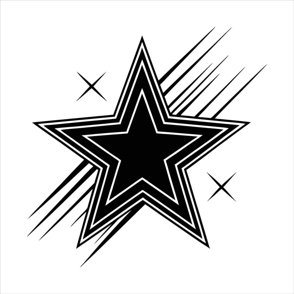 Star icon hand draw black colour vector