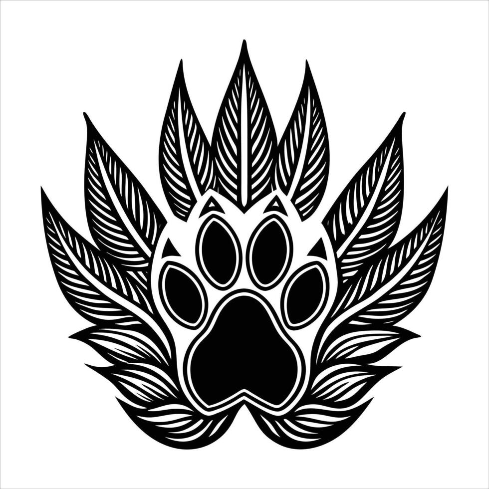 Abstract, ornamental dog paw prints vector