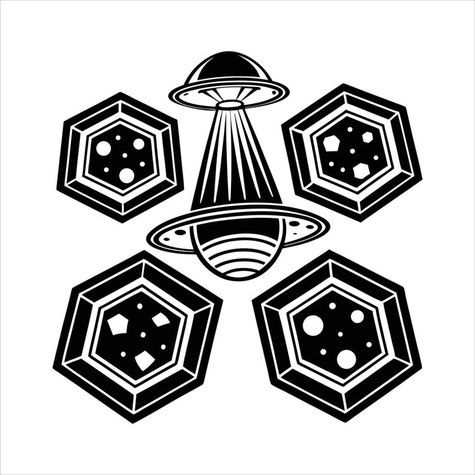Ufo Hexagon Vectors