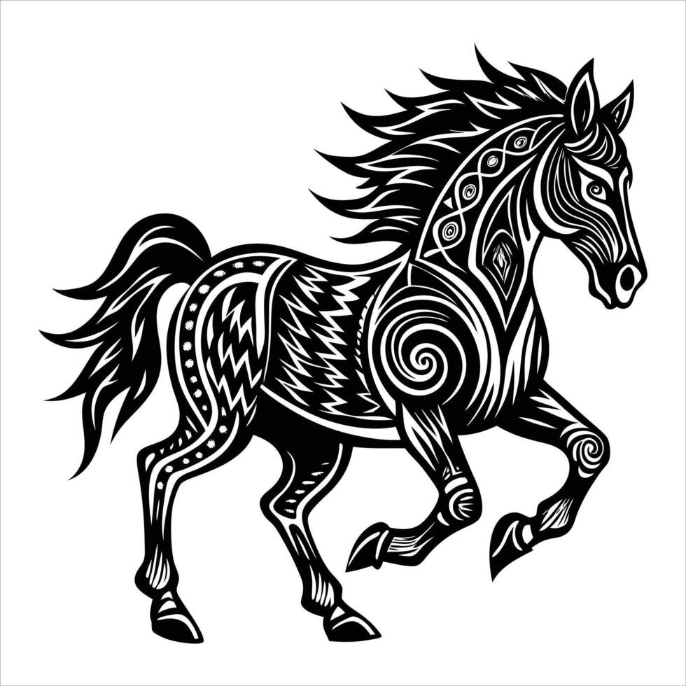 tribal style running horse vector