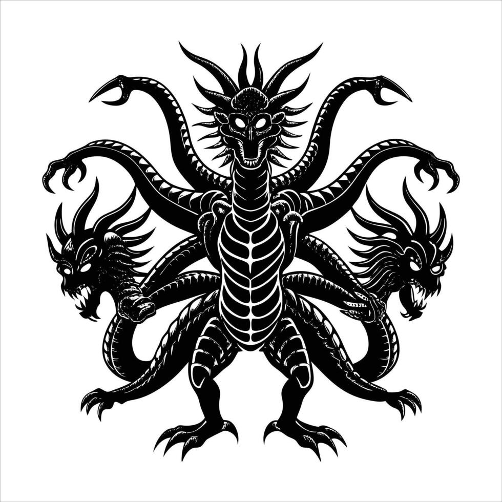 hydra a multi headed dragon vector