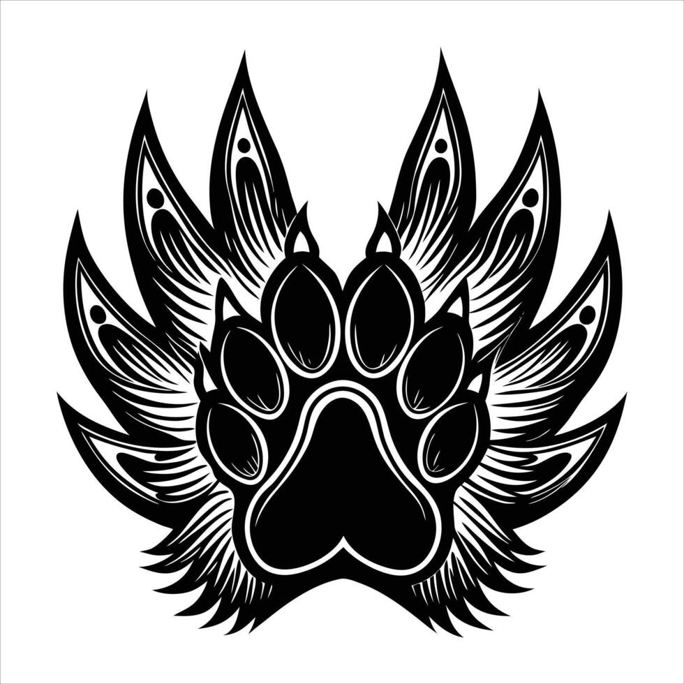 a gothic inspired wolf paw vector