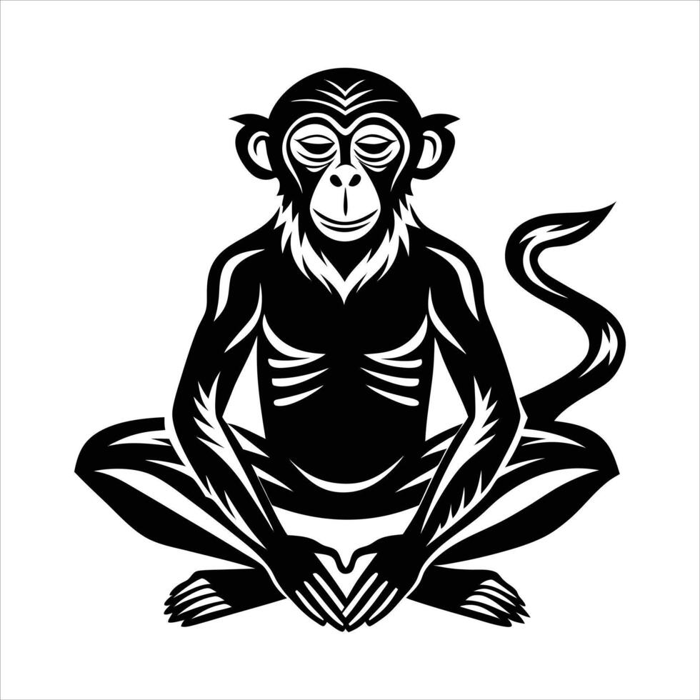 Monkey Meditation Pose vector