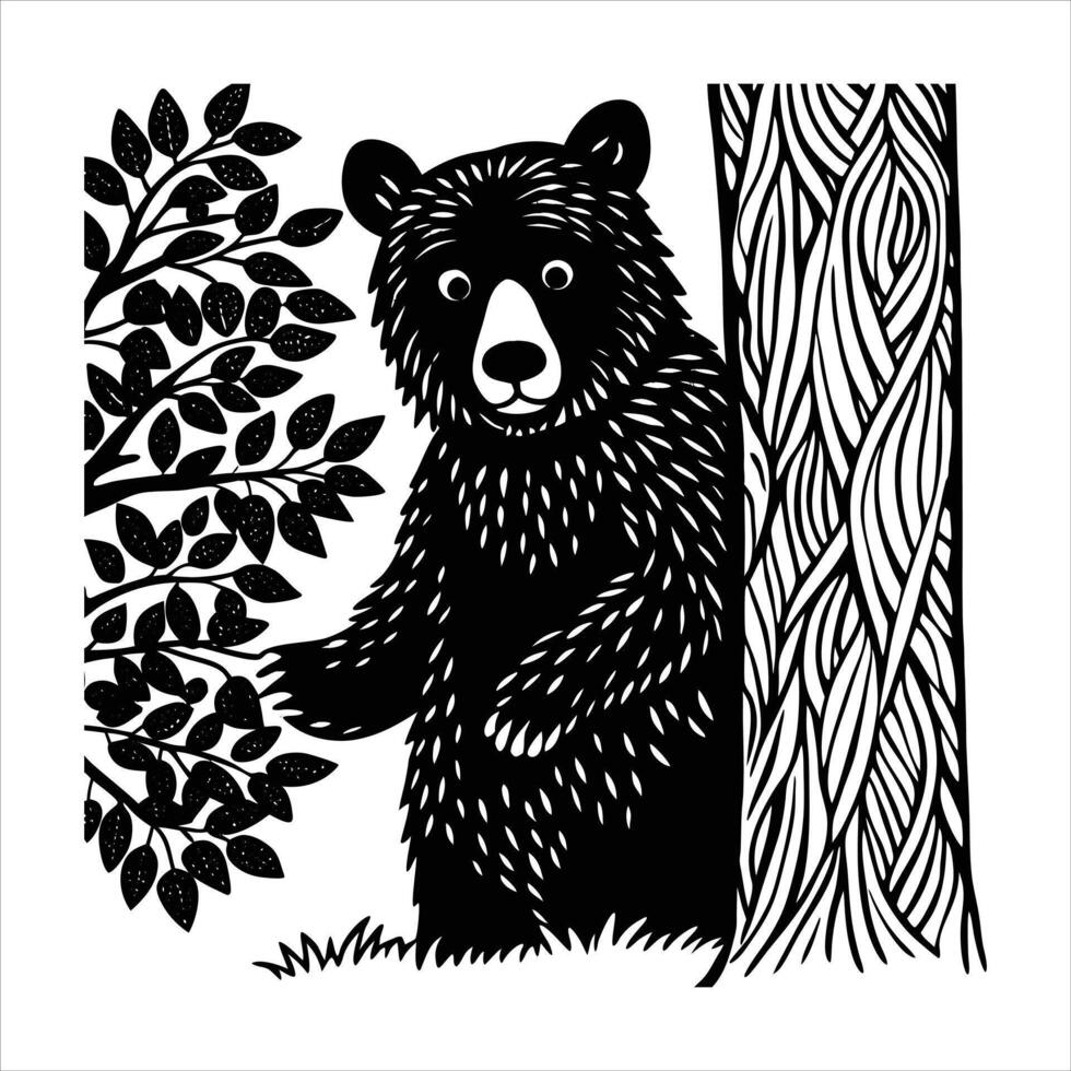 Cute Happy Playful Brown Bear Cub vector