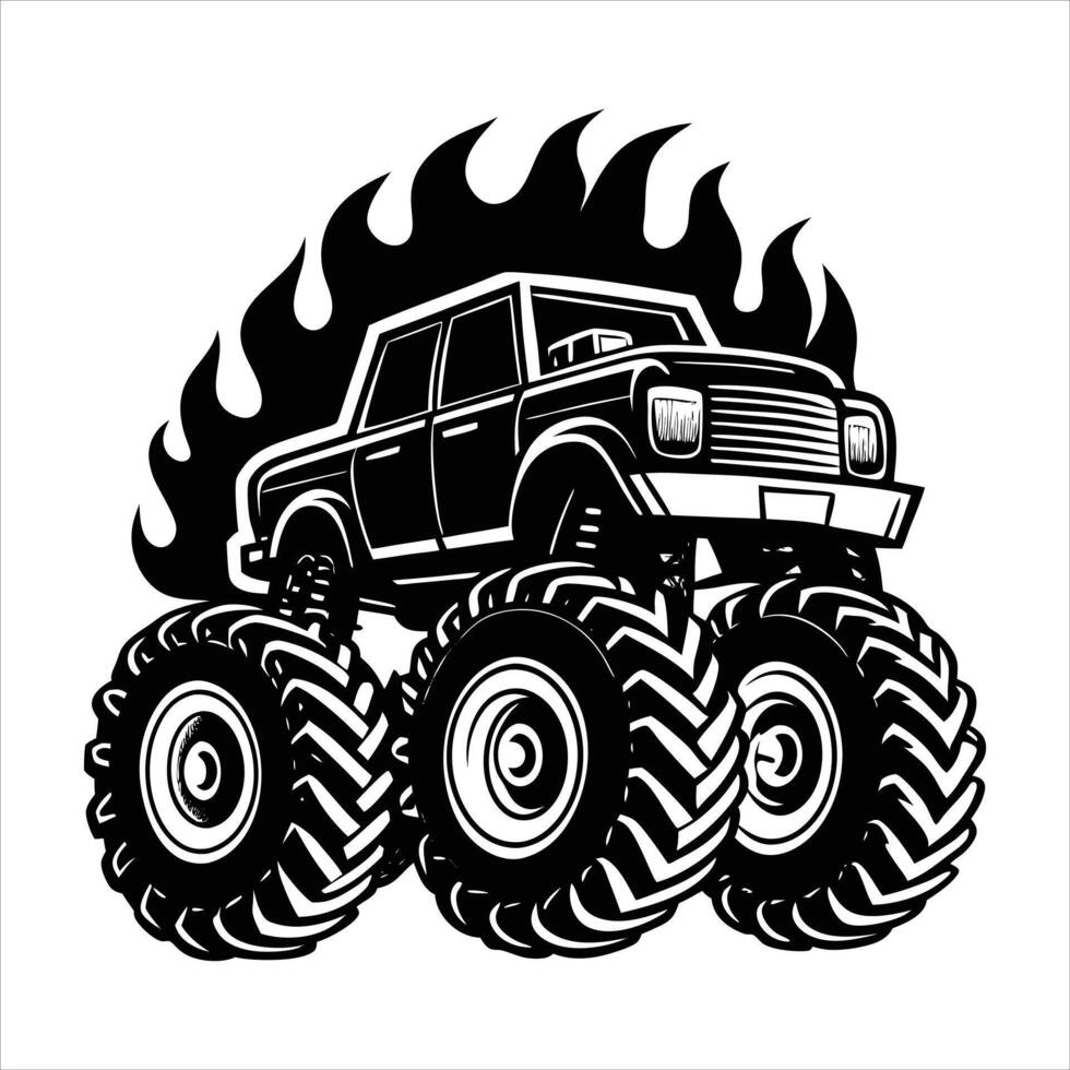 rear view of the monster truck vector