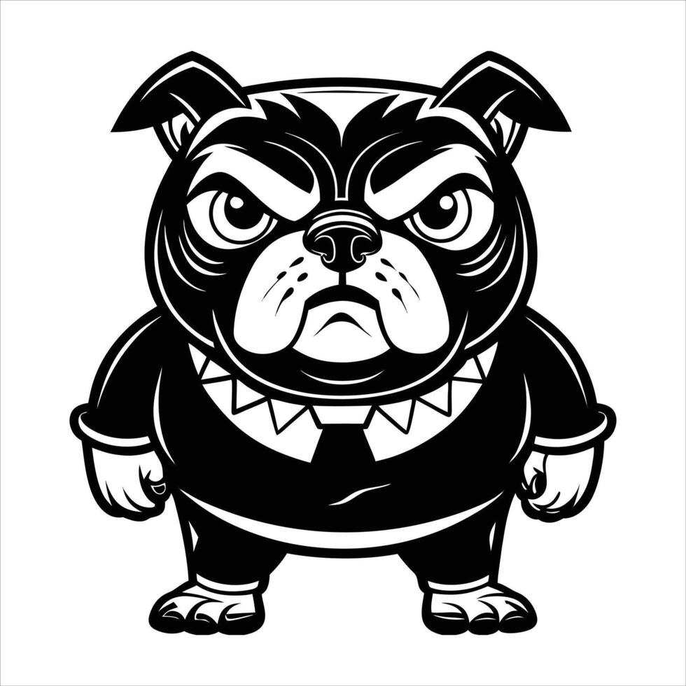 chibi angry bulldog small body vector