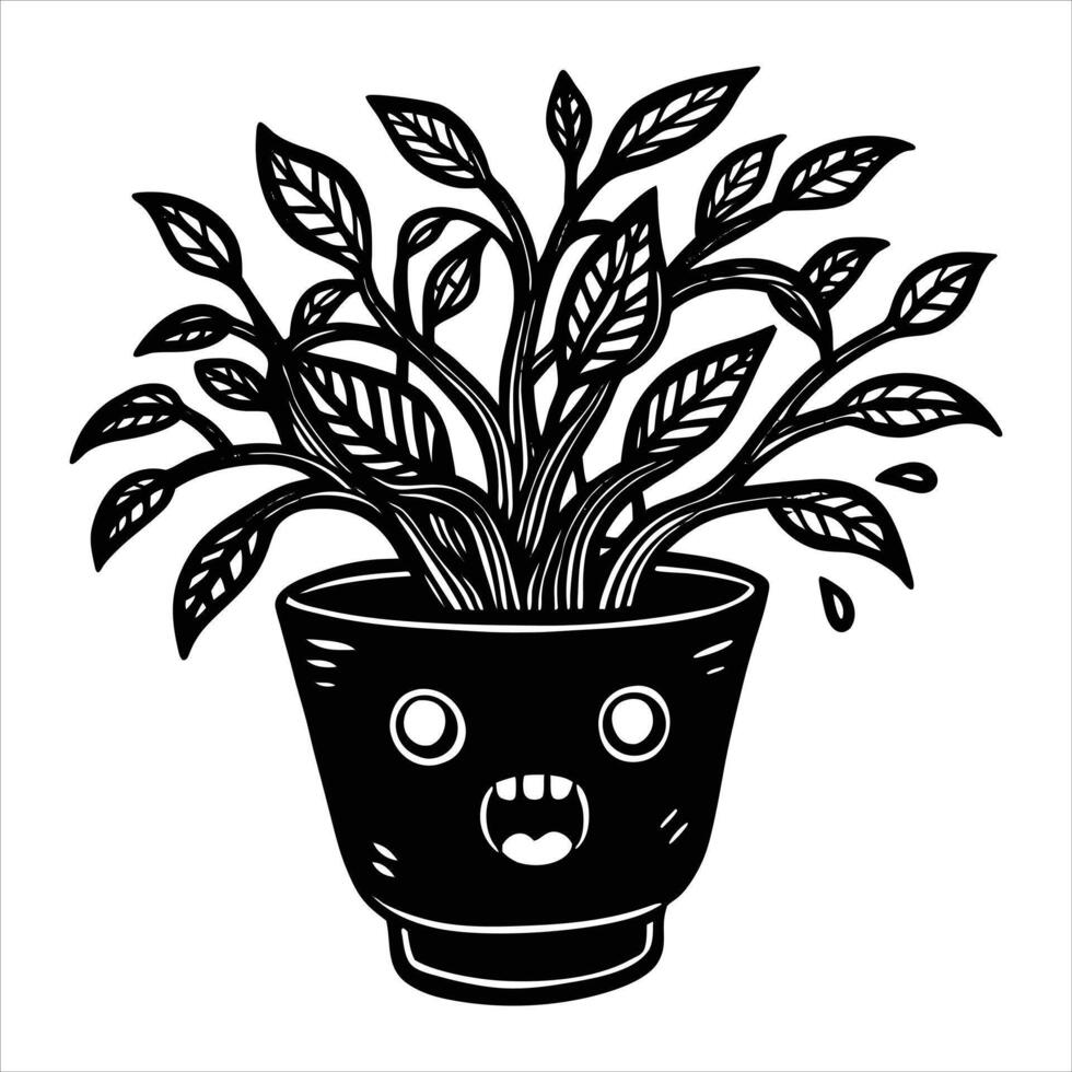 potted plant with tiny eyes vector