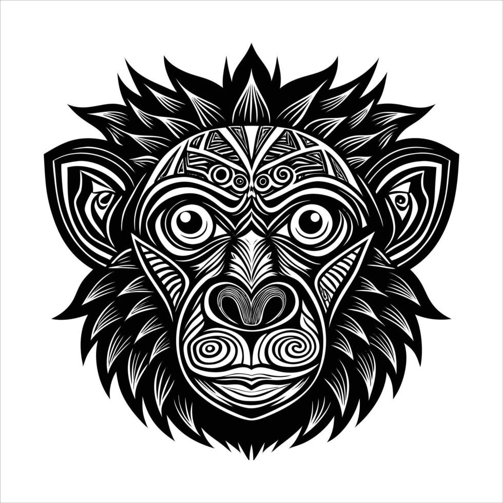 Monkey head silhouette vector