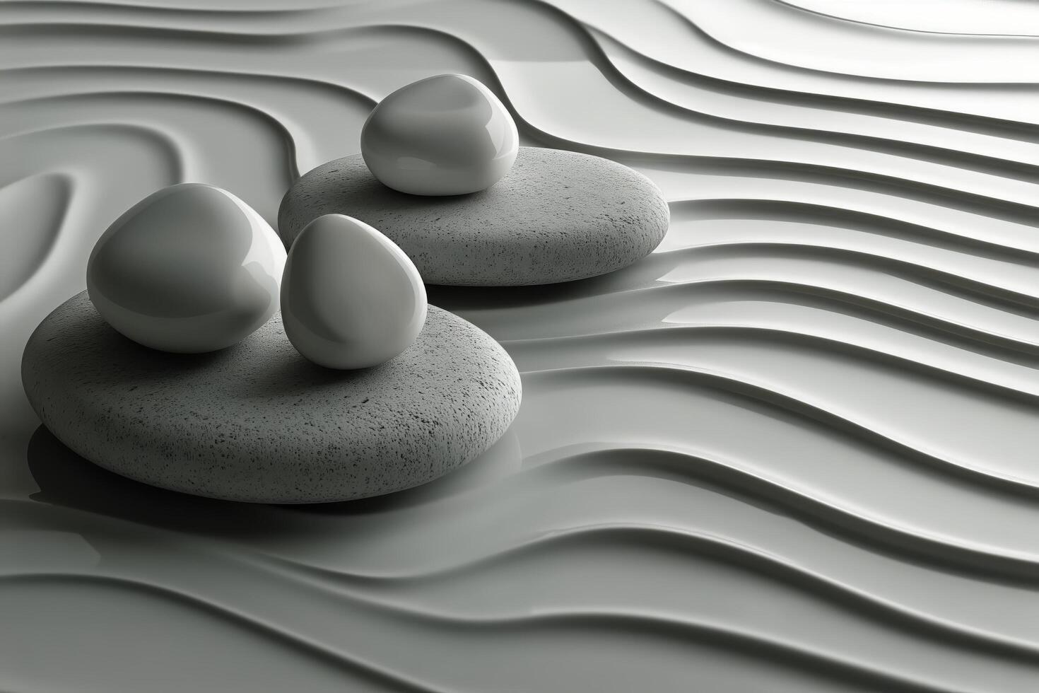 Two white eggs on a wavy surface photo