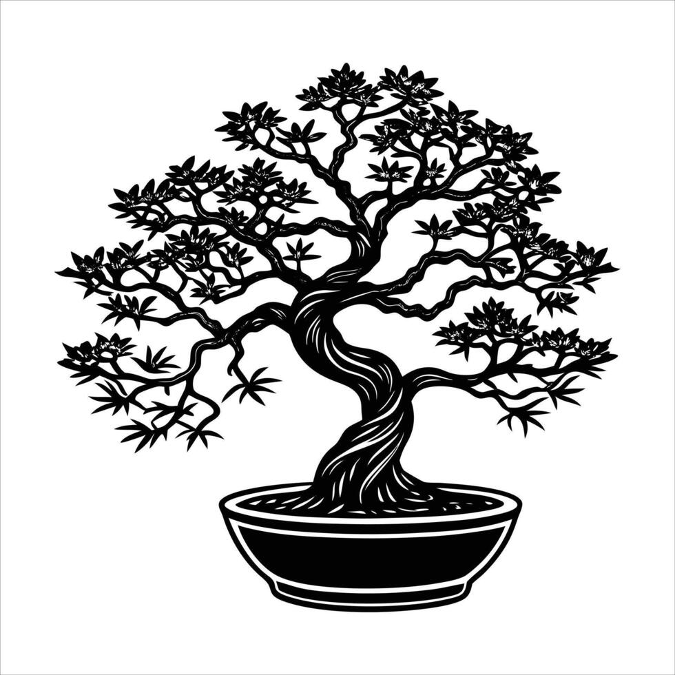 Bonsai Tree Ceramic Pot vector