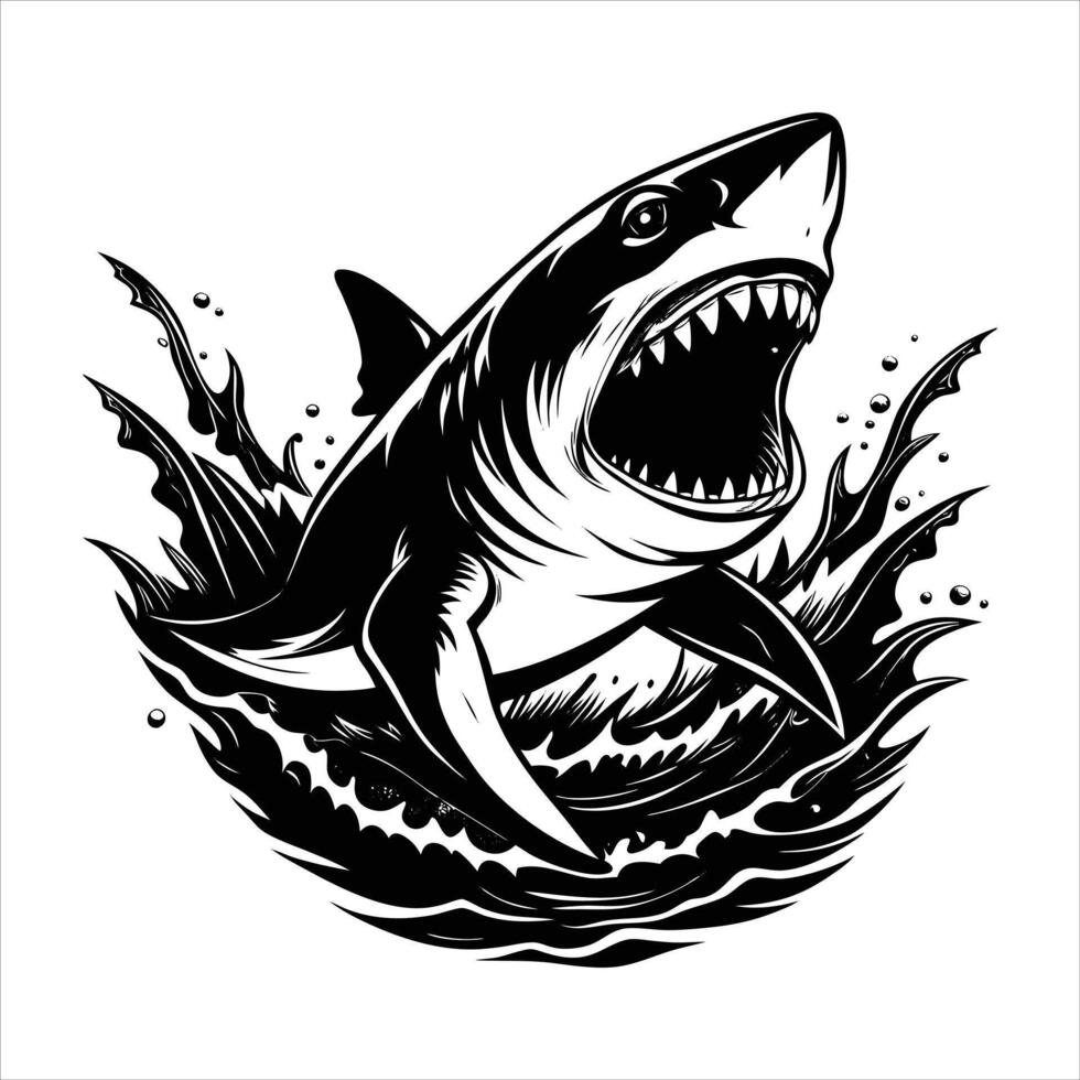 Great white shark breaching vector