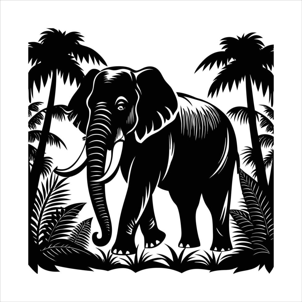 An elephant in the forest vector