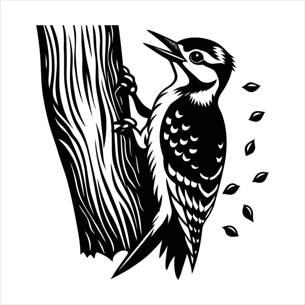 Woodpecker With Wood vector