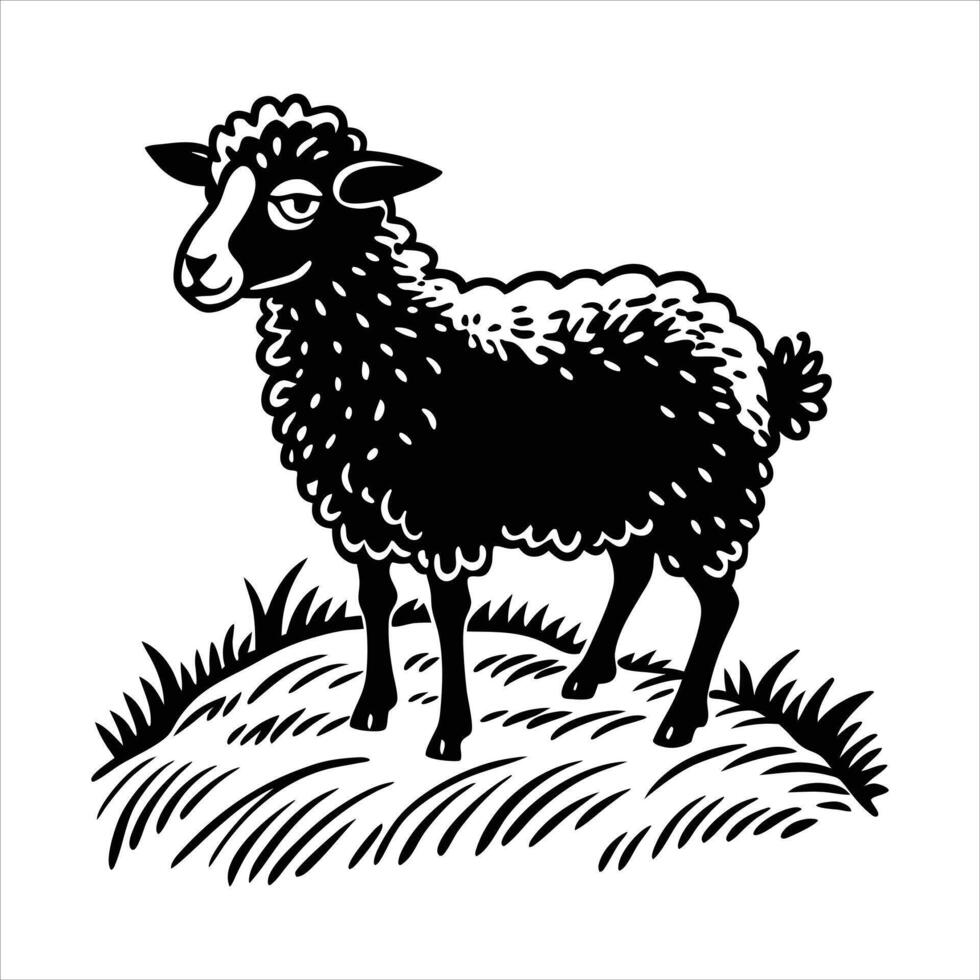 Young lamb in fluffy white coat vector