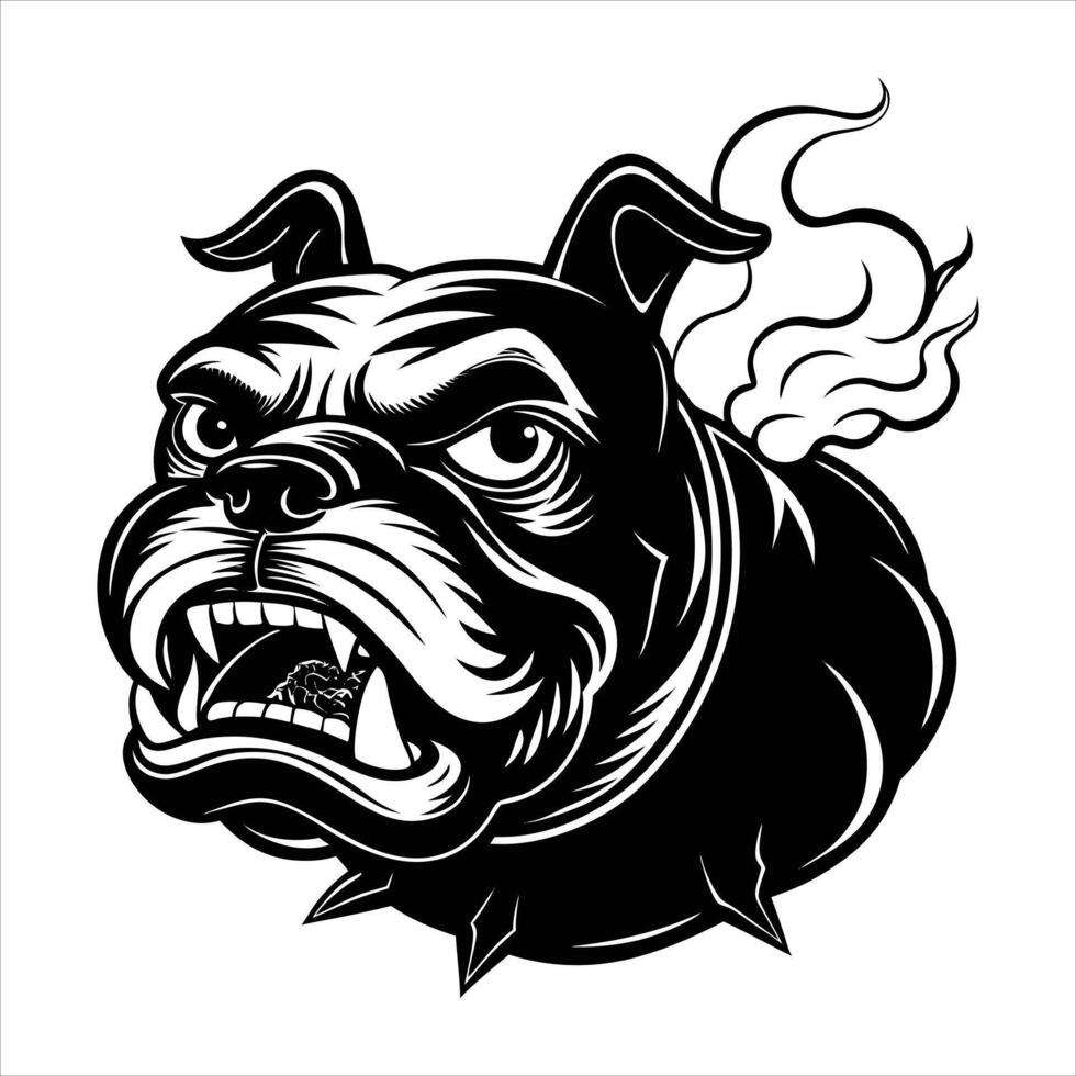 cartoon angry bulldog exaggerated vector