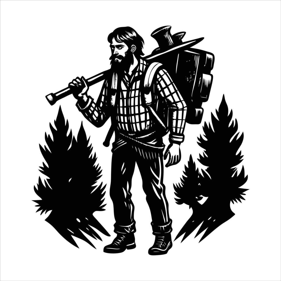 post apocalyptic lumberjack axe vector