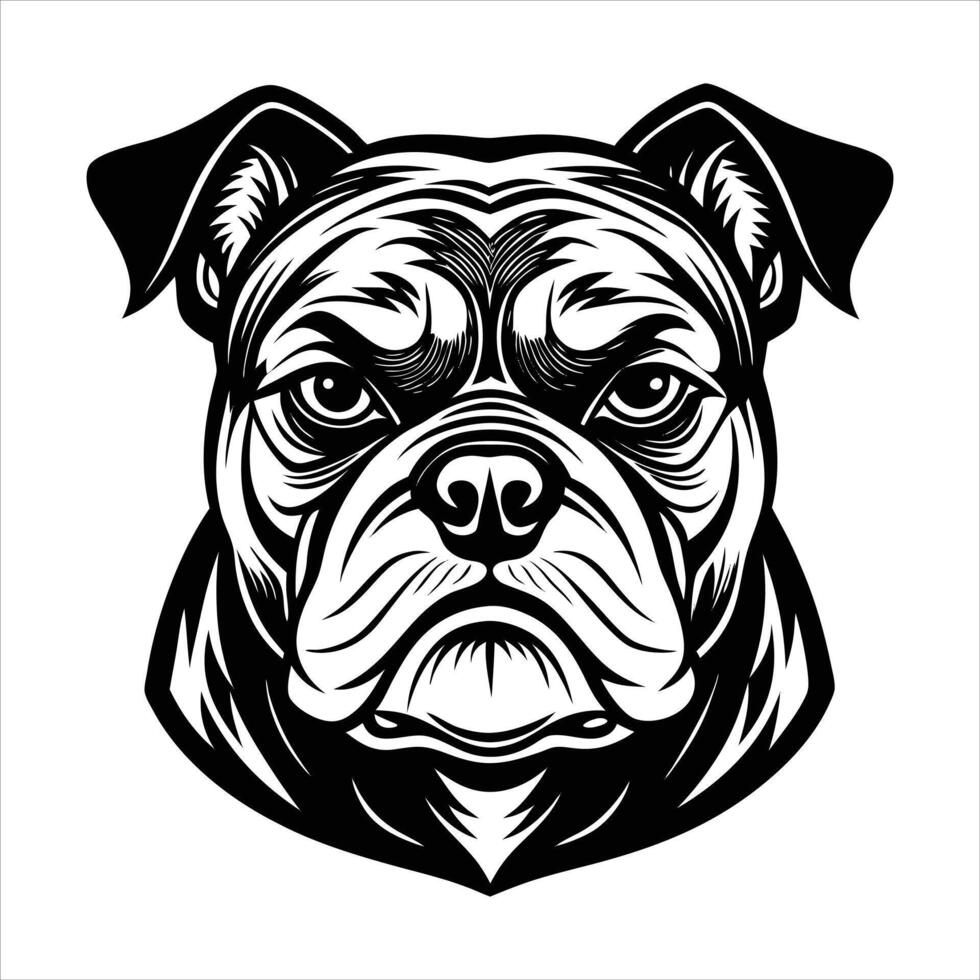 grumpy bulldog portrait head vector