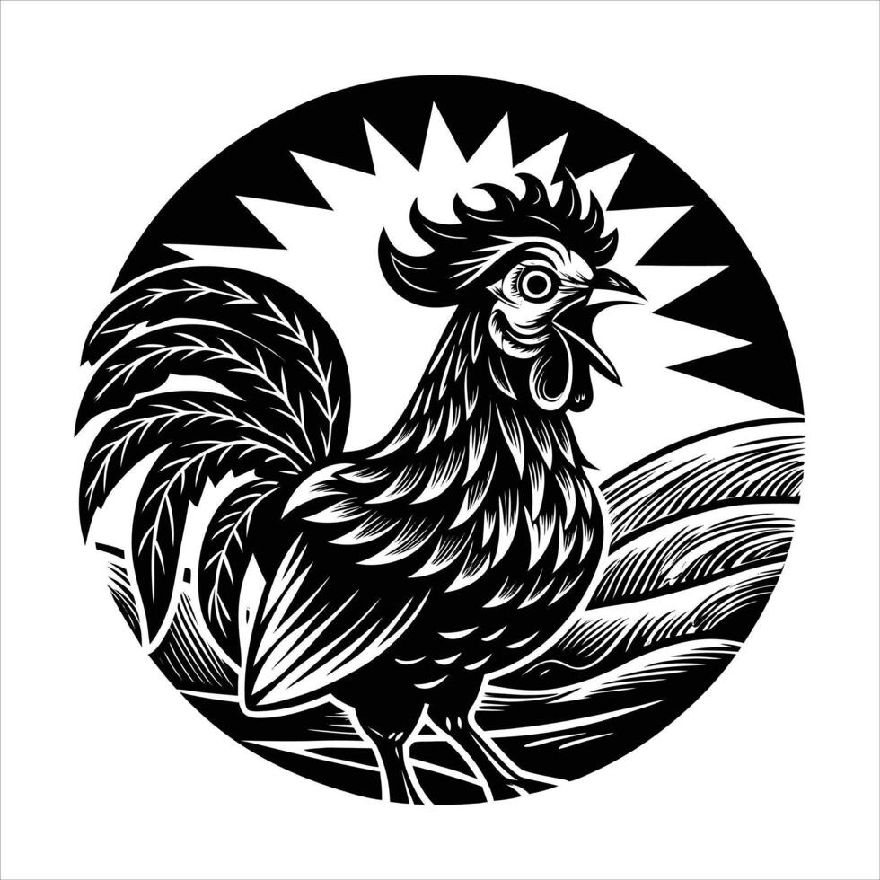 Animated Rooster Illustration vector