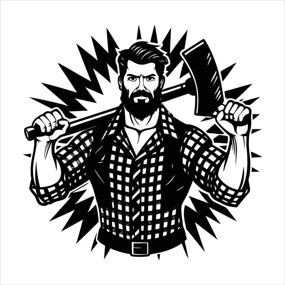 lumberjack in pop strong silhouette vector