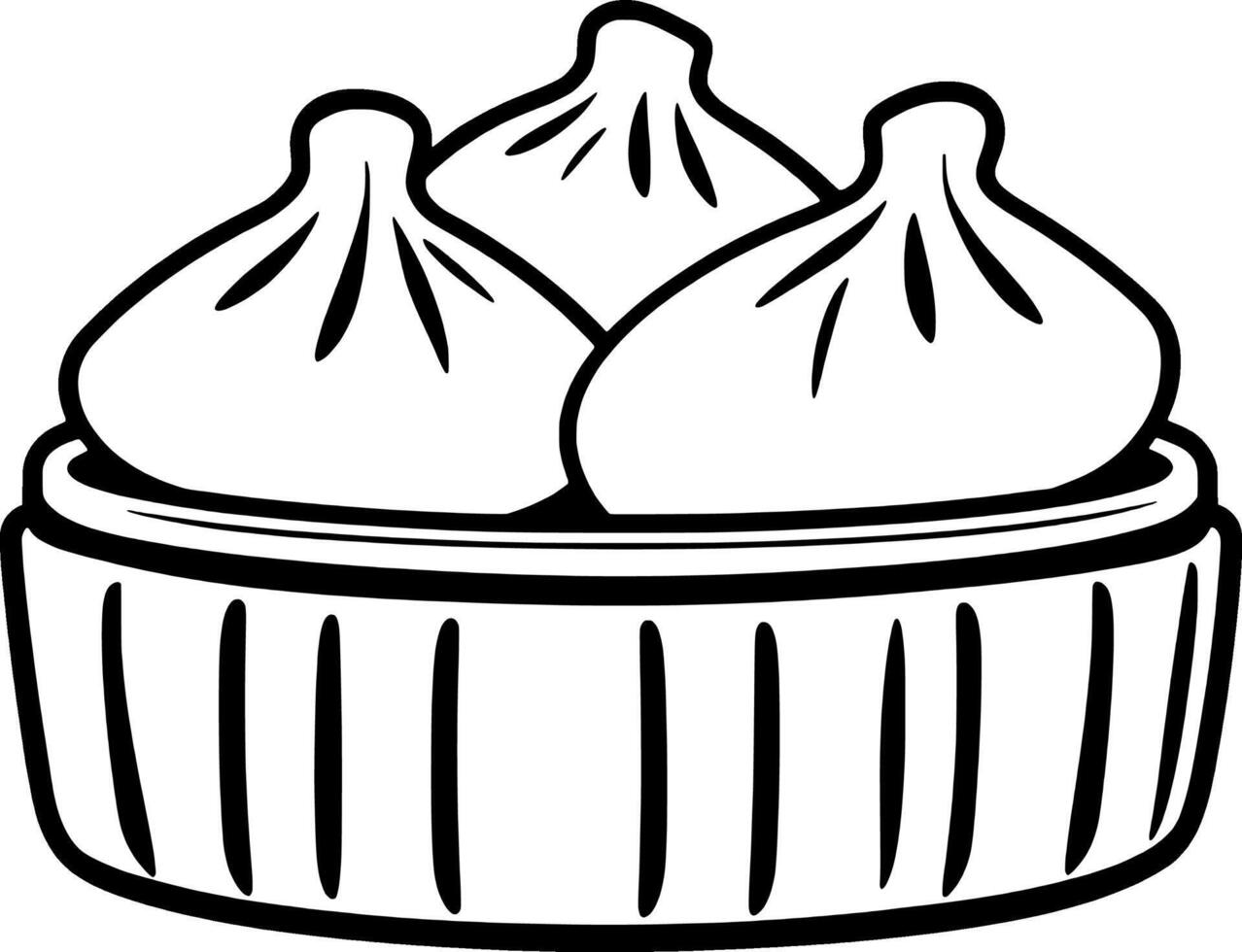 Steamed Buns in Bamboo Steamer A Simple Line Drawing vector