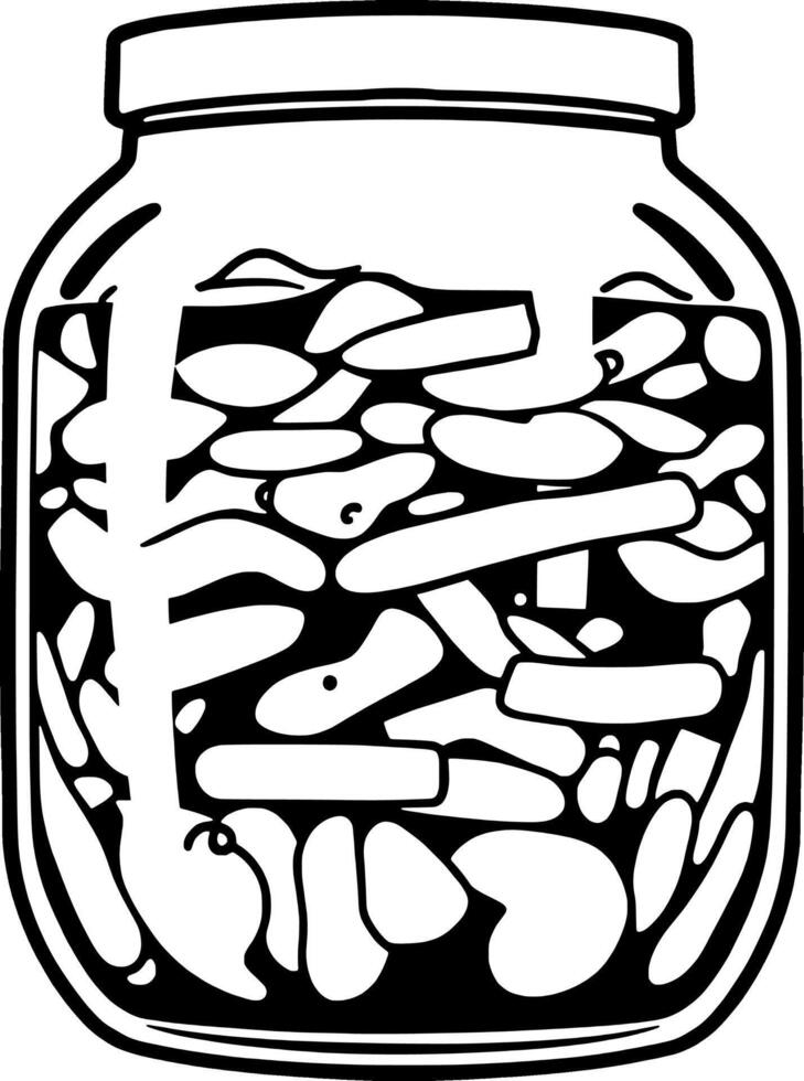 A Glass Jar Filled With Assorted Pickled Vegetables vector