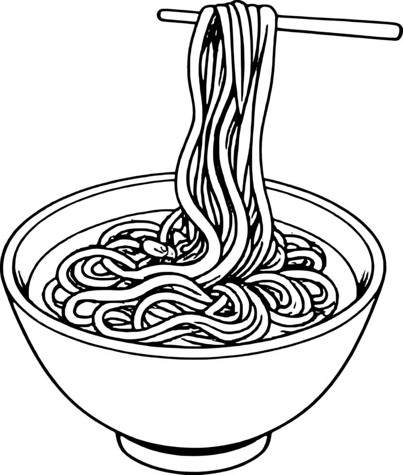 Bowl Of Red Noodles With Chopsticks Asian Cuisine Traditional Meal Delicious Food Isolated Ba vector