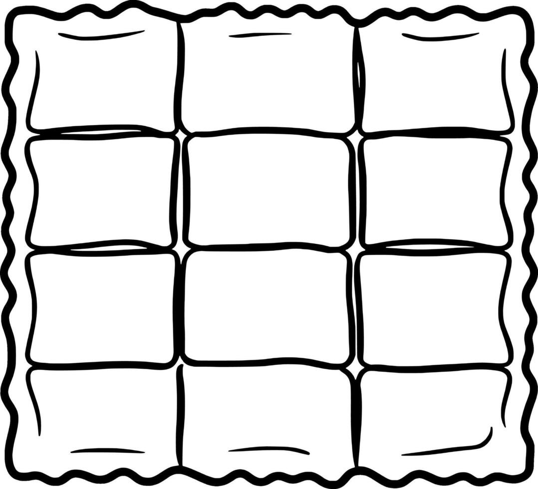 Line Drawing Of A Ravioli Sheet Nine Sections Food Illustration vector