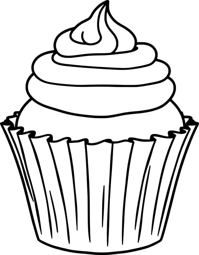 Delicious Vanilla Cupcake With Swirled Frosting Ready To Eat vector