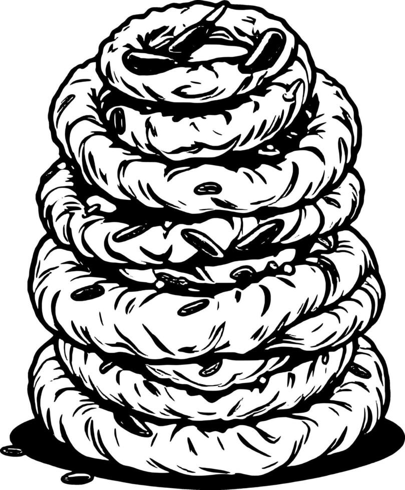 Stacked Round Pastries Topped With Red And Green Peppers On A Food Illustration vector
