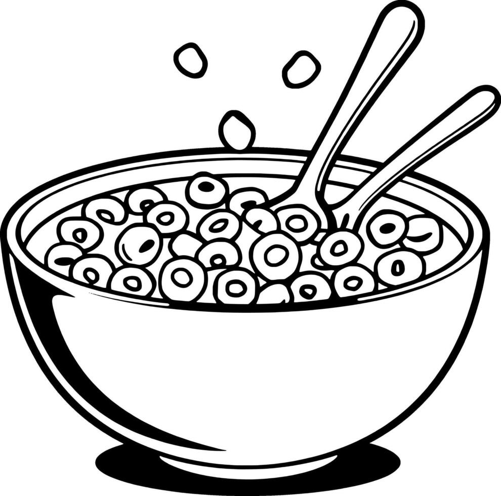 A Bowl Of Delicious Cereal Ready For Breakfast vector