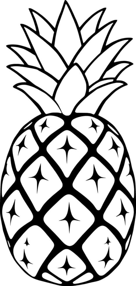Stylized Black And White Illustration Of A Single Pineapple vector