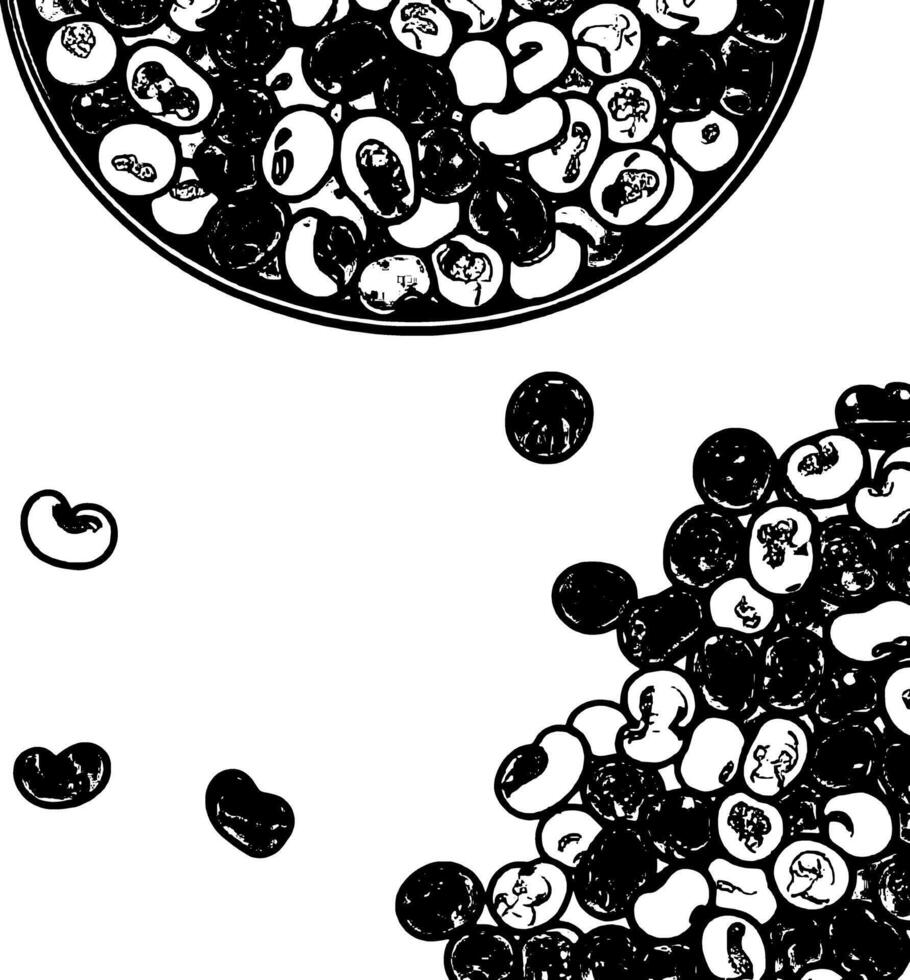 Colorful Beans In Bowl And Scattered On Artistic Style Food Illustration vector