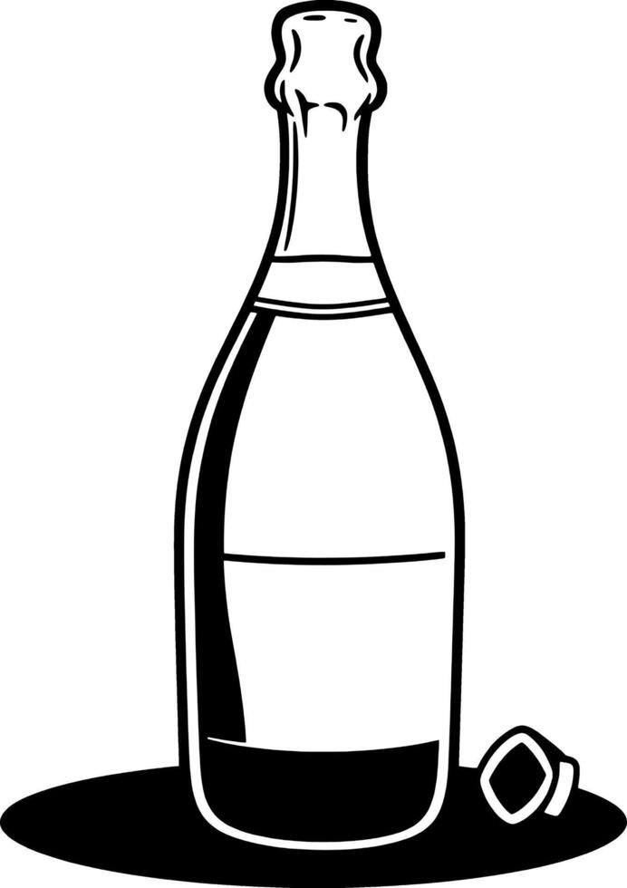 Elegant Black And White Illustration Of A Champagne Bottle vector
