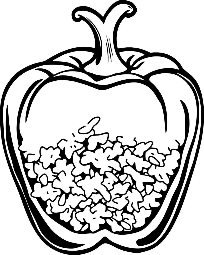 With Chopped Vegetables A Line Art Illustration vector