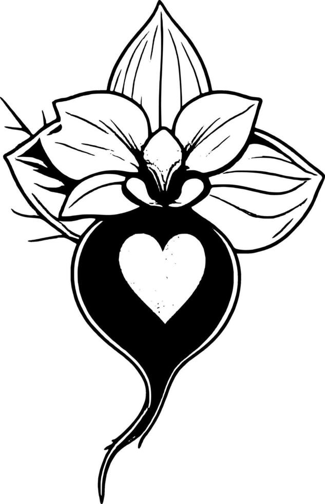 Elegant Floral Design With Golden Heart And Black Root On A Clean vector