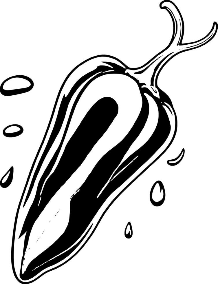 Stylized Purple Pepper with Black Stripes and Water Droplets on a vector