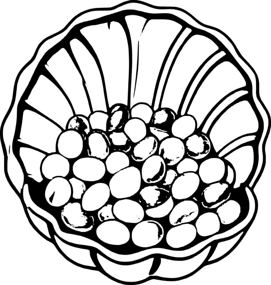 Colorful Candies In Decorative Bowl With Black Outline On Illustration vector