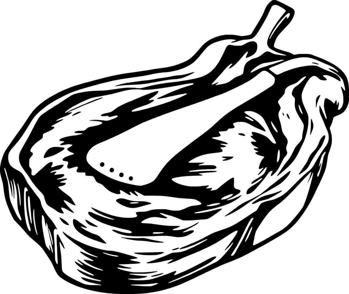 Hand-Drawn Illustration Of A Seasoned Ribeye Steak vector