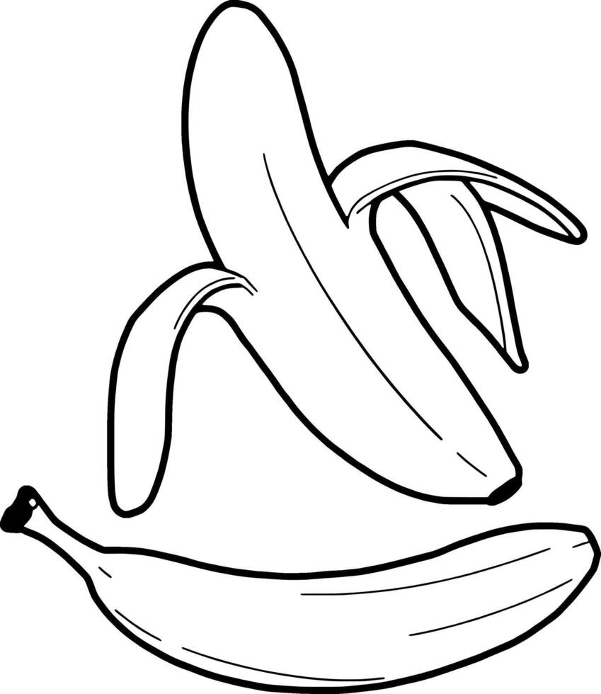 A Partially Peeled Banana And A Whole Banana Illustration vector