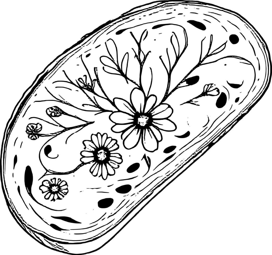 Artistic Floral Arrangement Inside an Oval Frame with Yellow and White Flowers vector