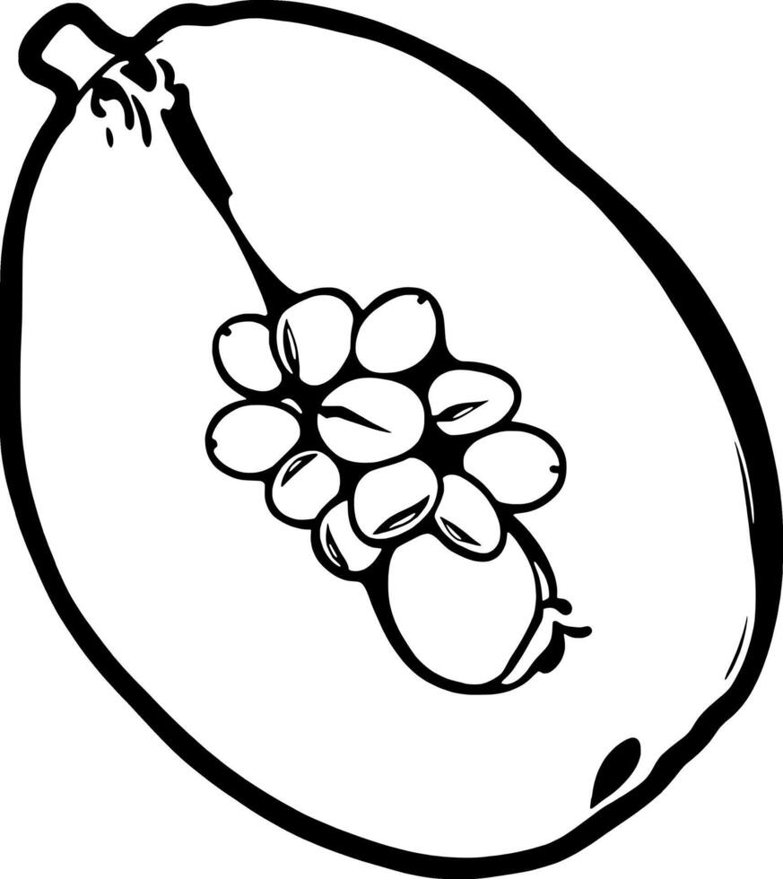 Halved Papaya Revealing Cluster Of Ripe Seeds Inside vector