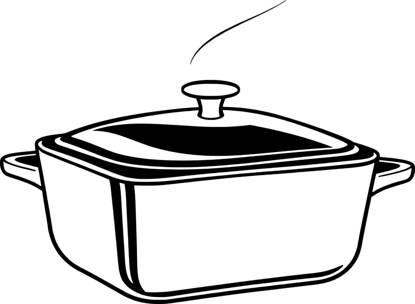 A black and white drawing of a pot with a lid vector