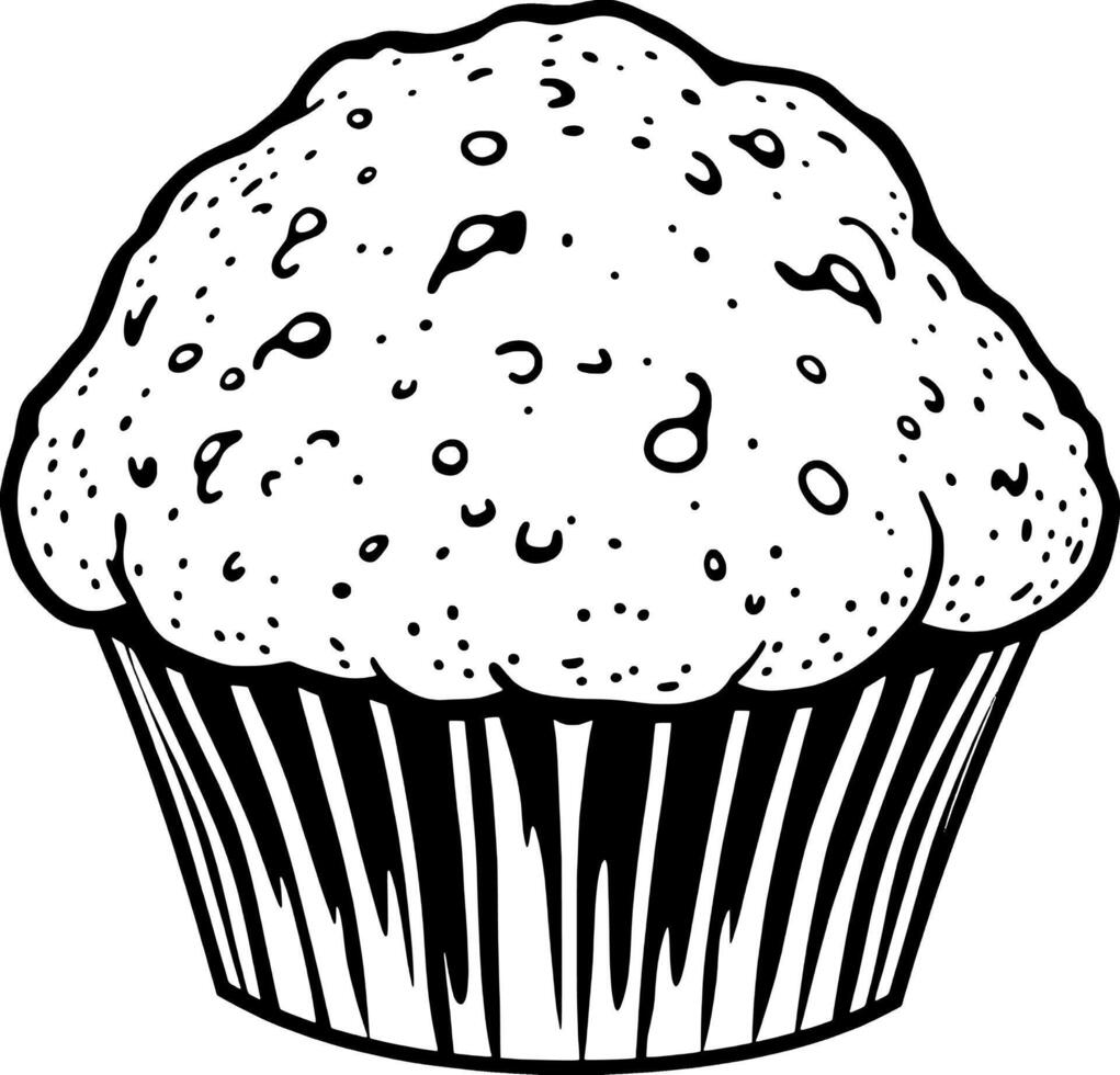 Deliciously Detailed Line Art Drawing Of A Single Muffin vector